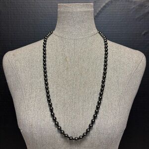 Vintage 31-inch Double Knot Hematite Necklace #5465